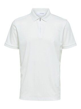 Selected Homme White Half Zipper Short Sleeve Polo/8713